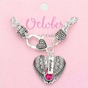 Silver & Pink OCTOBER Birthstone Charm Bracelet Fashion Statement Accessories